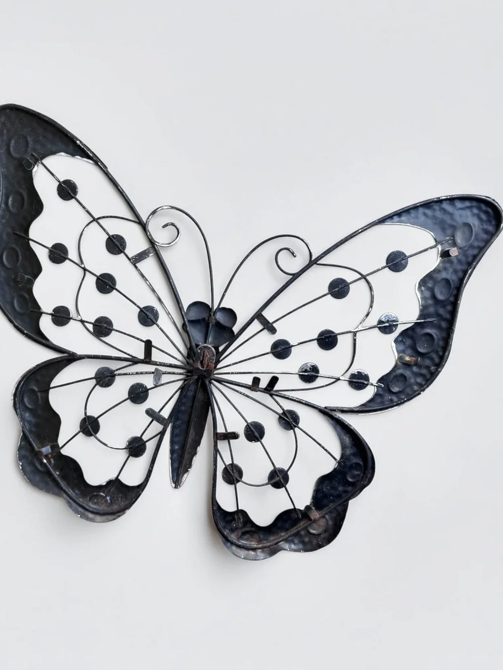 Large Metal Butterfly Wall Decor Turquoise Pink Jeweled Garden Art 30 Inch